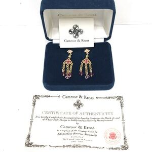 Camrose & Kross JBK Jackie Kennedy Pink Stone Dangle Earrings With Case And COA